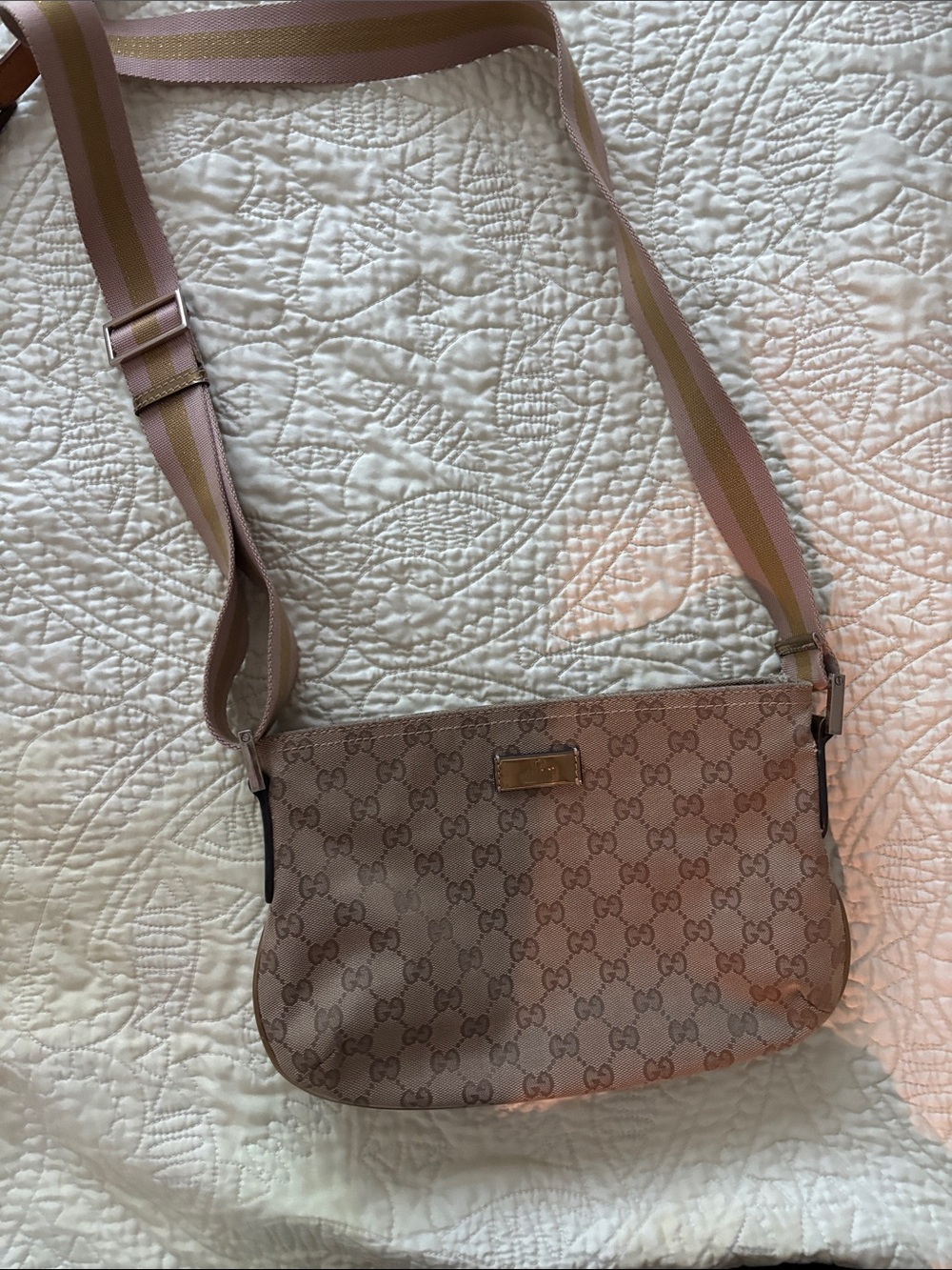 Gucci Beige Pink Monogram Crossbody Bag